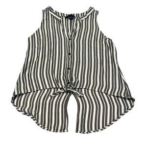 Sanctuary szM Striped Black & White Sleeveless button tie front longer back EUC